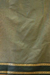 Olive Green Banarasi Cotton Saree with Gold Zari Diagonal Checks