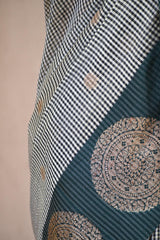 Dark Green Cotton Silk Banarasi Saree with Zari Buta