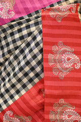 Black Banarasi Cotton Silk Saree with Ganga Jamuna Border