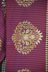 Wine Banarasi Cotton Silk Saree with Zari Floral Border