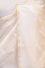Off White Banarasi Cotton Saree with Resham Floral Jaal