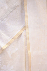 Off White Banarasi Cotton Saree with Resham Floral Jaal