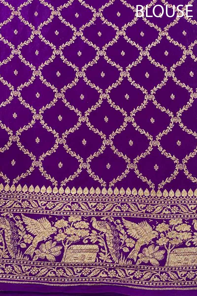 Purple Ethnic Woven Crepe Khaddi Silk Saree