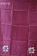 Purple Tussar Silk Saree with Pitta Zari and Applique