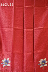 Maroon Tussar Silk Saree with Pitta Zari and Applique Work