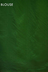 Bottle Green Chiniya Silk Saree with Gold Zari Crane Motif