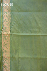 Sage Green Banarasi Silk Saree with Zari Geometrical Jaal
