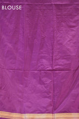 Purple Chiniya Silk Saree with Gold Zari Crane Motif