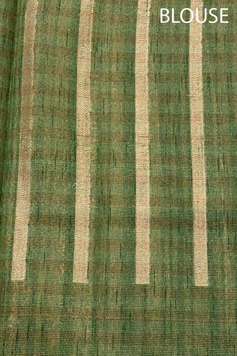 Olive Green Woven Banarasi Cotton Saree