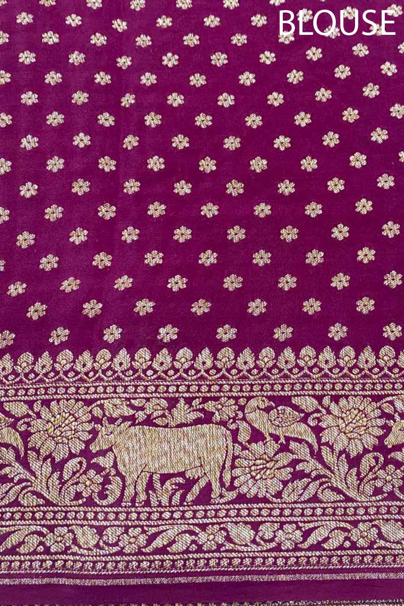 Maroon Pichwai Woven Crepe Khaddi Silk Saree