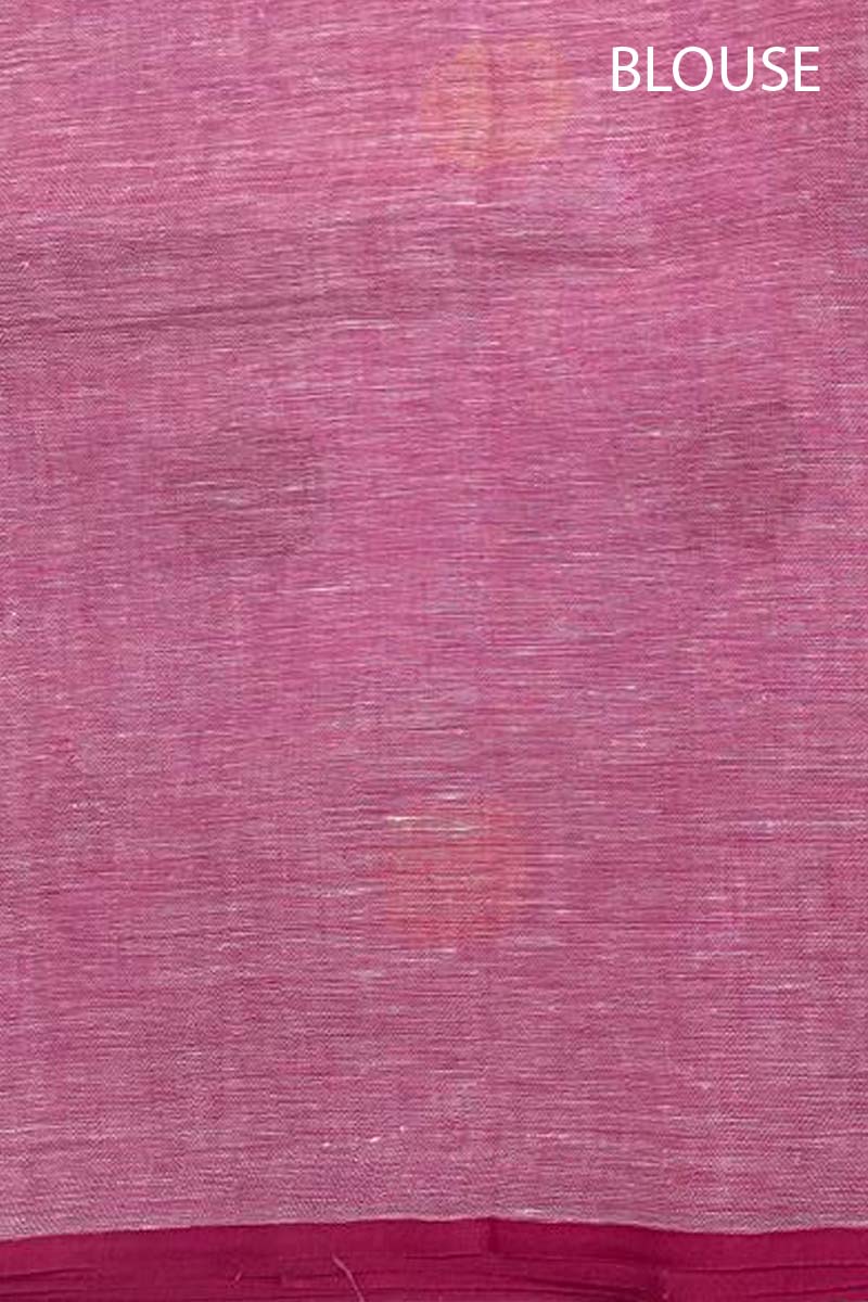 Pink Resham Woven Linen Saree
