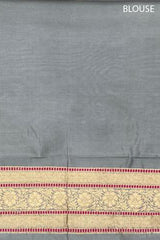 Silver Grey Ethnic Handloom Banarasi Katan Silk Saree
