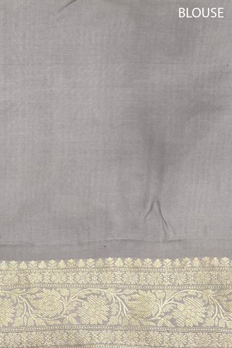 Grey Floral Meenakari Handloom Banarasi Katan Silk Saree