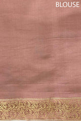 Banarasi Pastel Pink Shikargah Handloom Satin Silk Saree