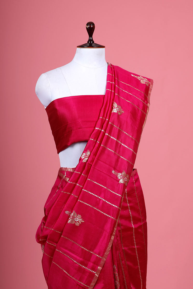 Fushcia Pink Handwoven Banarasi Silk Saree