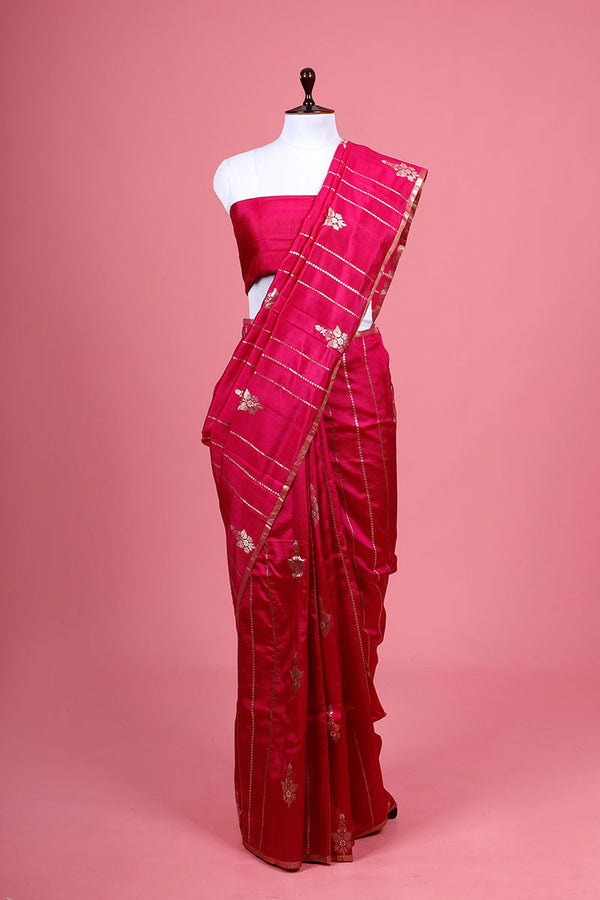 Pink Handwoven Banarasi Silk Saree By Chinaya Banaras