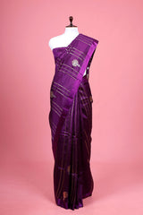 Purple Handwoven Banarasi Silk Saree By Chinaya Banaras