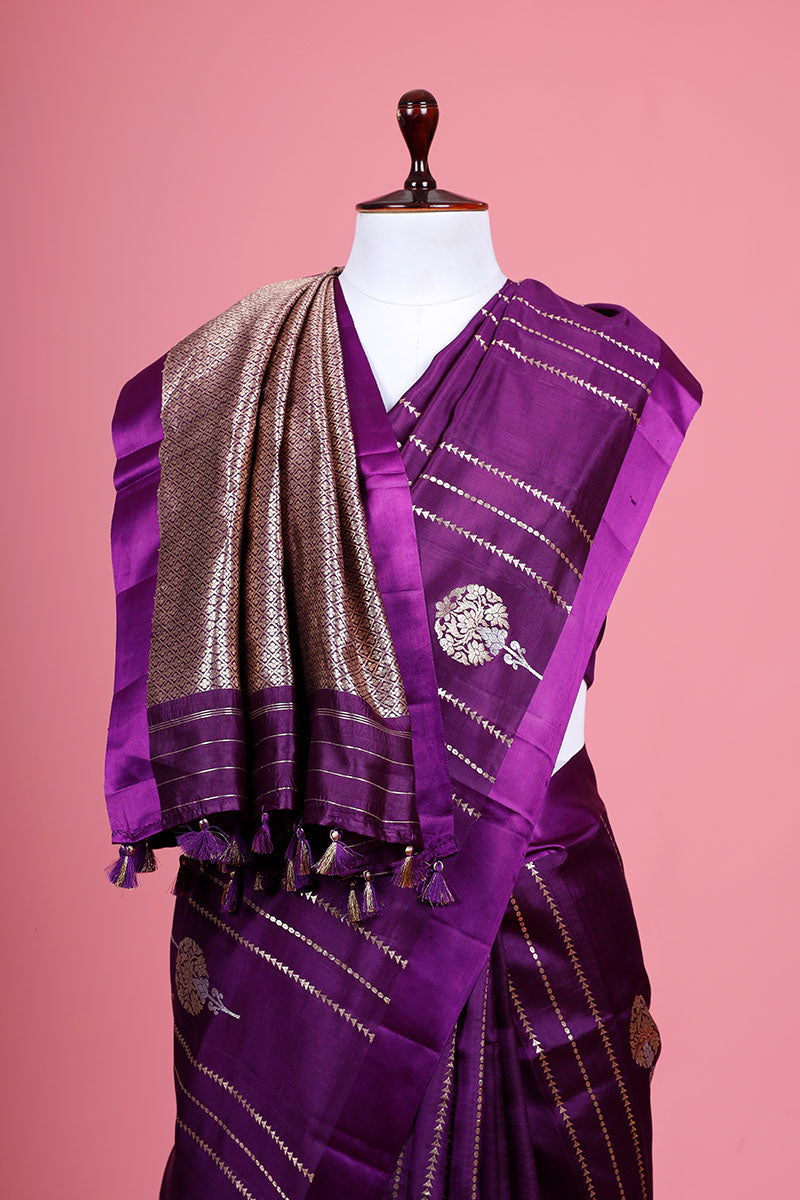 Purple Handwoven Banarasi Silk Saree