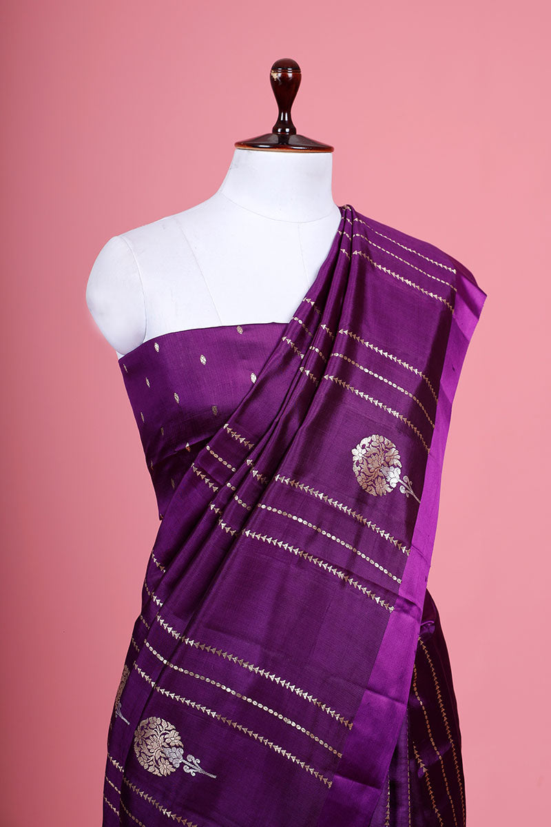 Purple Handwoven Banarasi Silk Saree