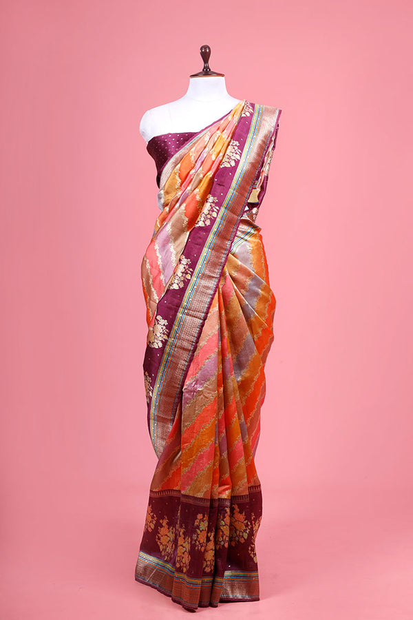 Banarasi Silk Saree, Banarasi saree, Multicolored Rangkat Katan Silk Banarasi Saree