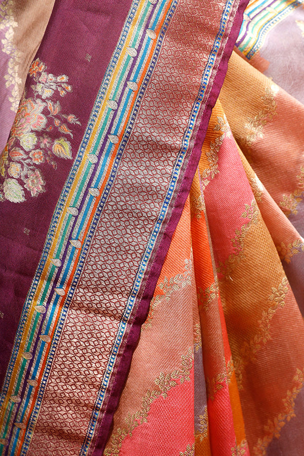 Multicolored Rangkat Handwoven Banarasi Katan Silk Saree