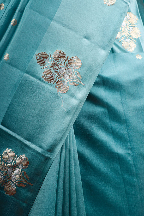 Sky Blue Handwoven Banarasi Silk Saree
