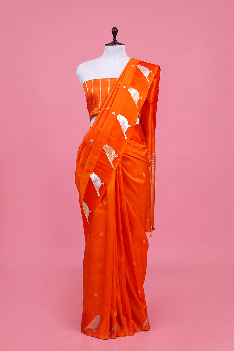 Nita Ambani Inspired Orange Handloom Banarasi Saree
