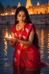 Red saree, Banarasi Silk Saree, Banarasi saree, pure silk saree, wedding saree, party wear saree​