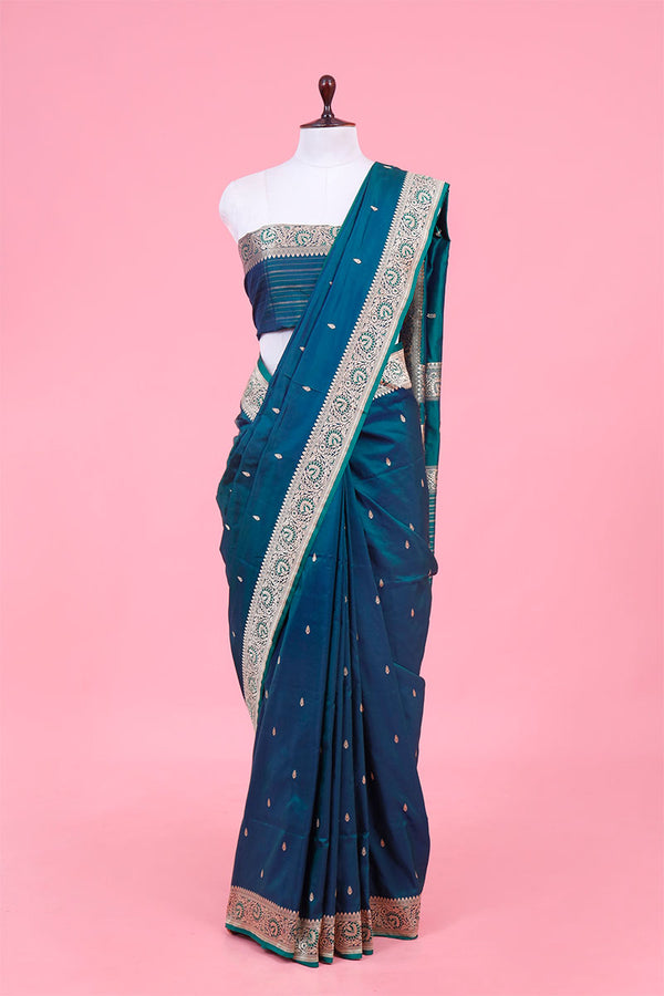 Banarasi Silk Saree, Banarasi saree, Rama Green Handloom Katan Silk Saree