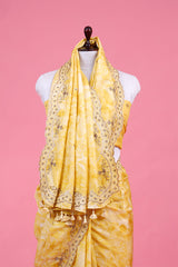 Daffodil Yellow Embellished Pure Silk Saree