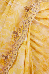 Daffodil Yellow Embellished Pure Silk Saree
