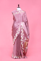 Banarasi Silk Saree, Banarasi saree, silk saree, mauve saree, Party, festive & wedding wear saree