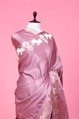 Mauve Handloom Satin Saree with Meenakari Pichwai Motifs