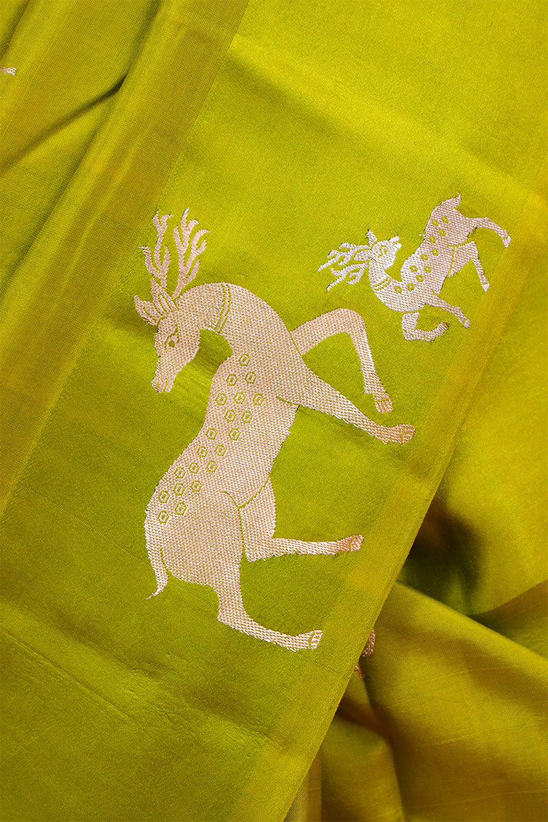 Deer motif handloom Banarasi Silk saree