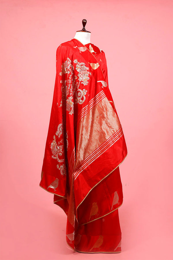 Red saree, Banarasi Silk Saree, Banarasi saree, pure silk saree, wedding saree, party wear saree​