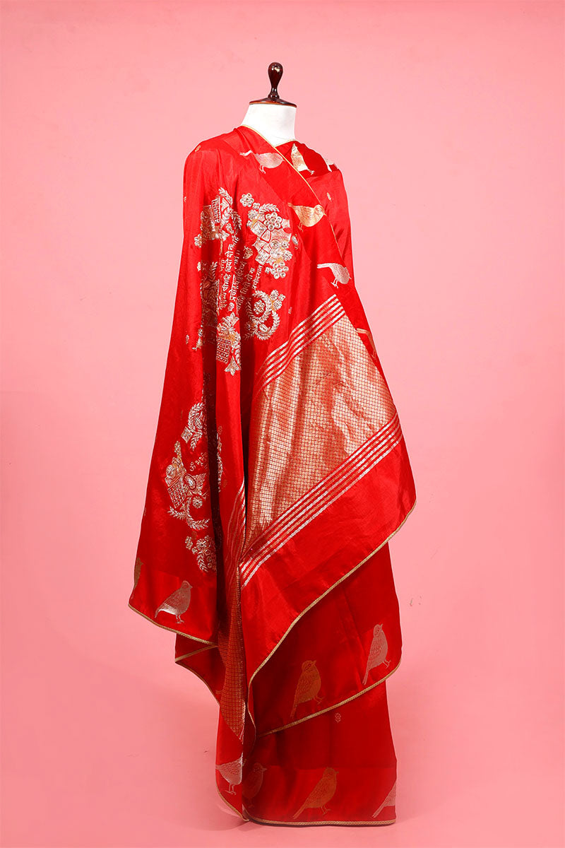 Red saree, Banarasi Silk Saree, Banarasi saree, pure silk saree, wedding saree, party wear saree​