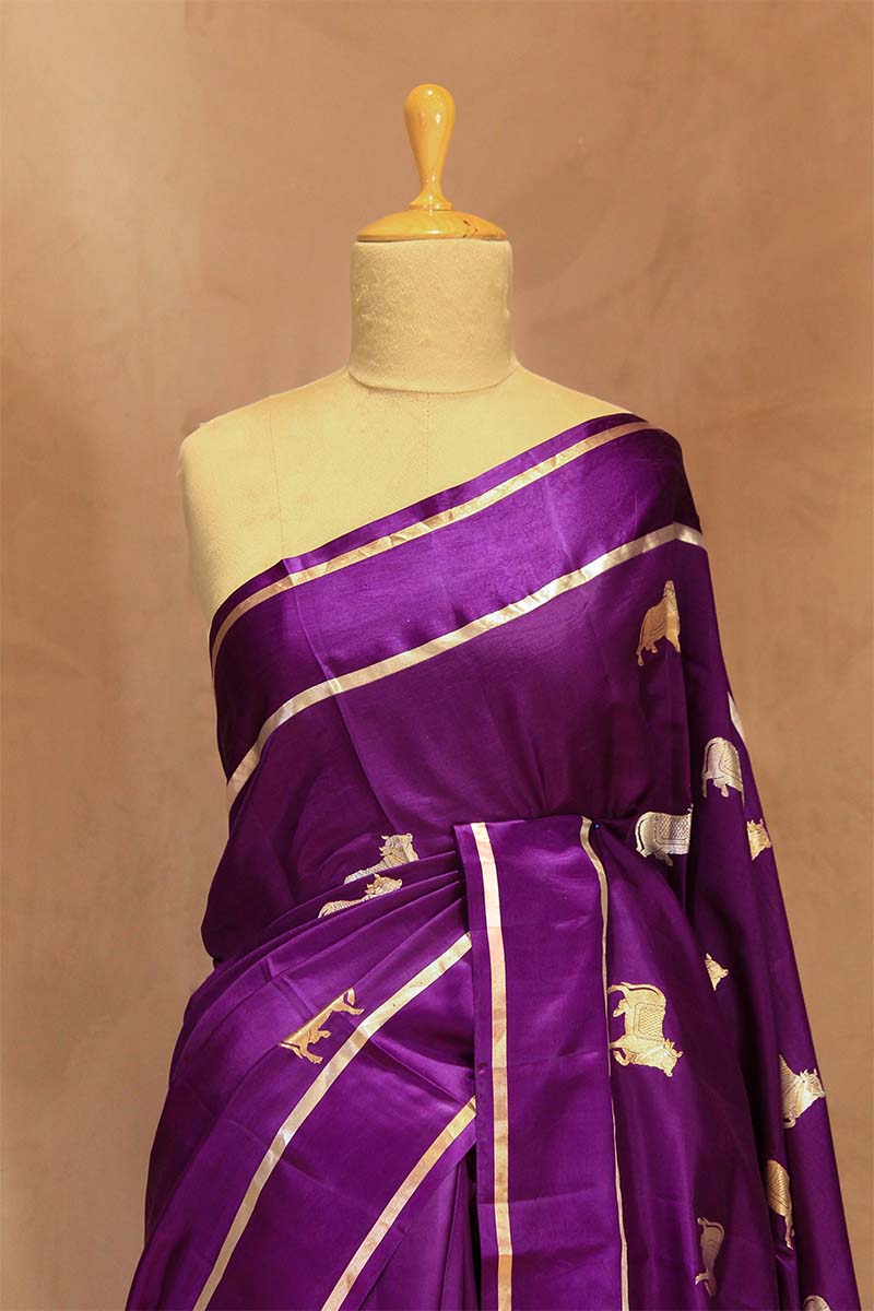 Meenakshi Chaudhary Red Banarasi Silk Saree