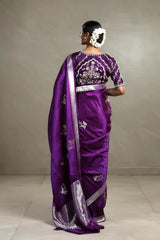 Purple Handloom Banarasi Satin Silk Saree