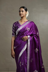 Purple Handloom Banarasi Satin Silk Saree