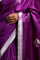 Purple Handloom Banarasi Satin Silk Saree