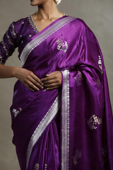 Purple Handloom Banarasi Satin Silk Saree