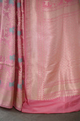 Pink Katan Silk Banarasi Saree with Floral Pichwai Jaal