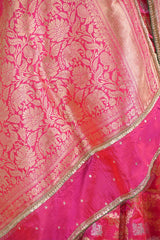 Rani Pink Banarasi Silk Saree with Sona-Rupa Peacock & Gaja Motifs