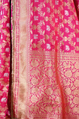 Rani Pink Banarasi Silk Saree with Sona-Rupa Peacock & Gaja Motifs