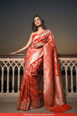 Orange Banarasi Silk Saree with Mayur-Swan Meenakari Work