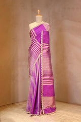 This Purple Banarasi Saree is a wedding saree and festive wear saree. Free Shipping Available!