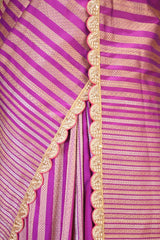 Purple Banarasi Katan Silk Saree with Sona-Rupa Geometric Stripes