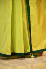 Lime Yellow Banarasi Silk Saree With Chiniya Silk Blouse