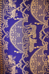 Royal Blue Shikargah Banarasi Katan Silk Saree