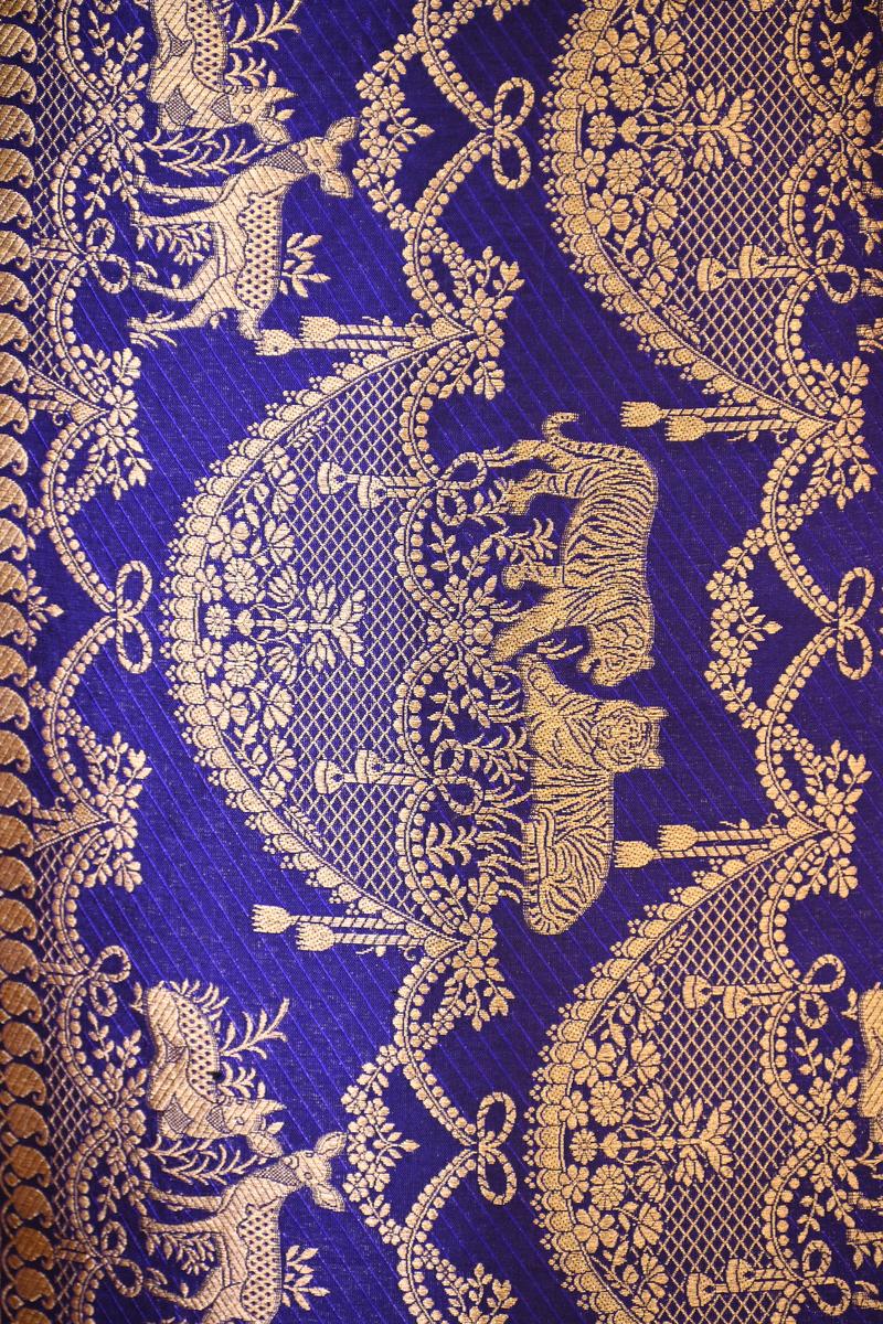 Royal Blue Shikargah Banarasi Katan Silk Saree